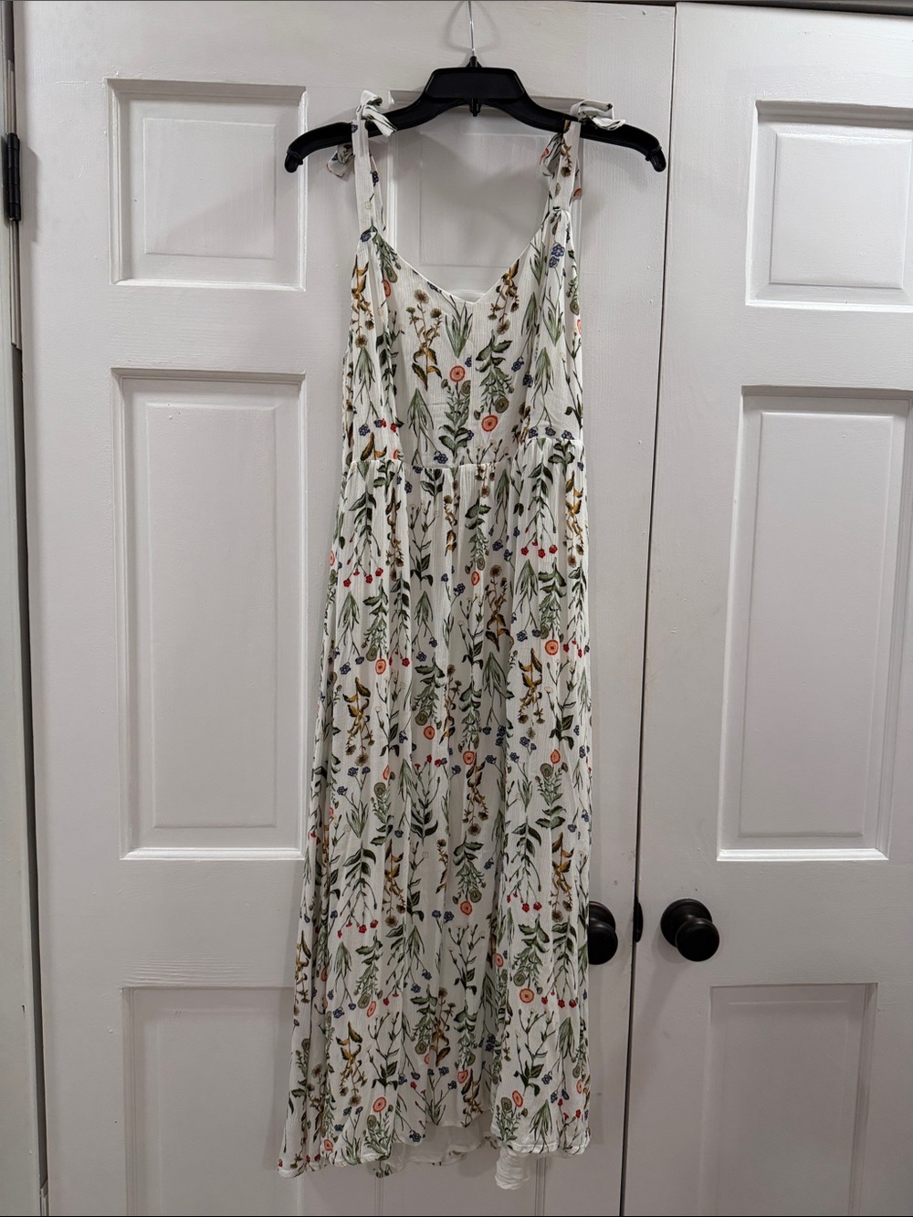 Tabitha Cream Maxi Dress with Green and Multicolor Botanical Print